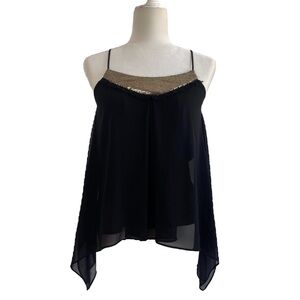 Y2K Express Black and Gold Camisole Top